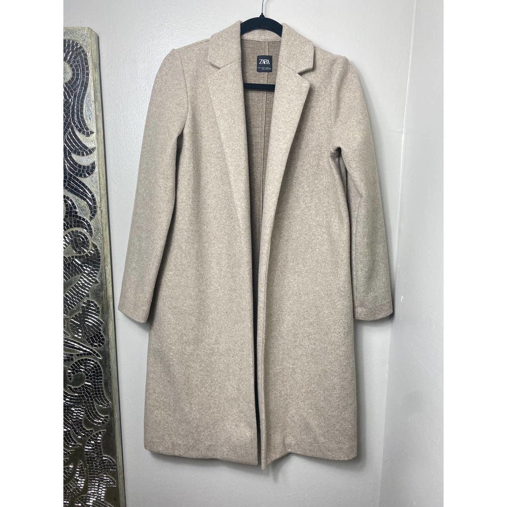 Zara Lapel Collar Coat Felt Texture Tan Beige Sand Marl Coat Jacket S